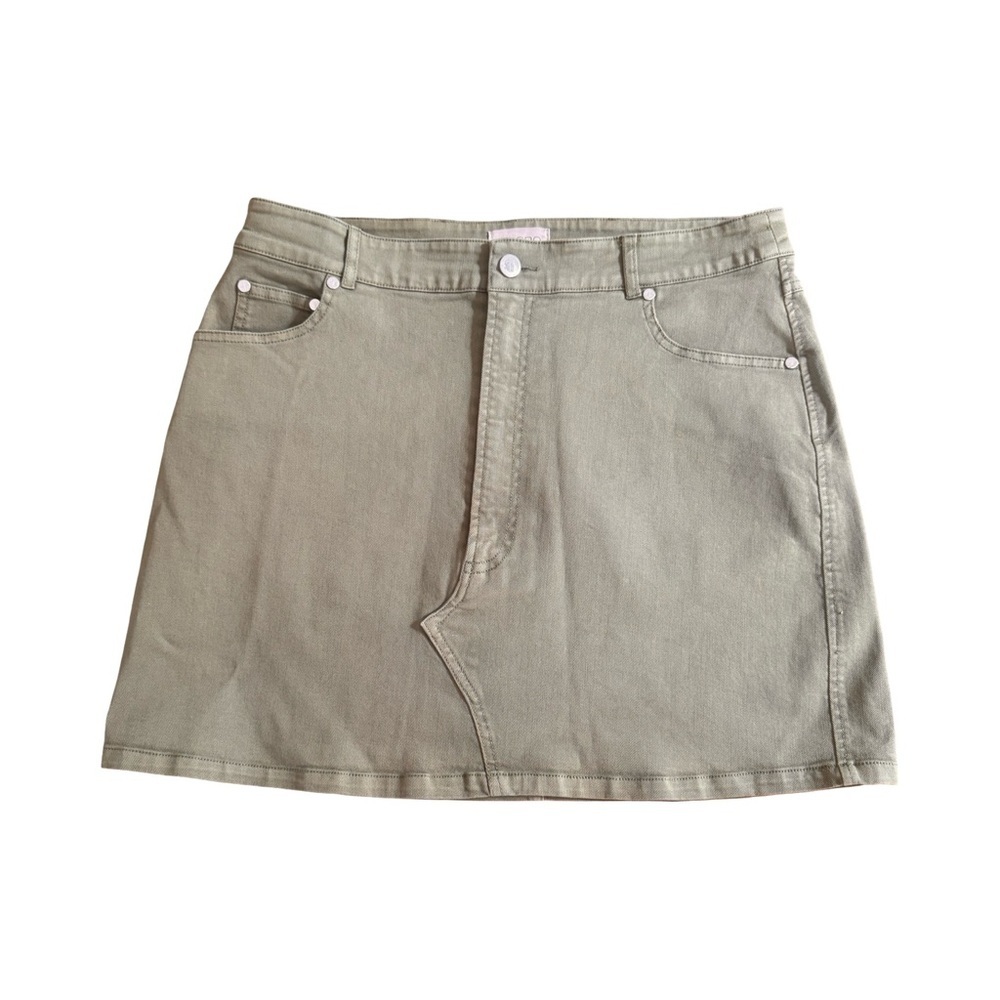 PILCRO Denim Mini Skirt in Olive Green - Picture 7 of 13